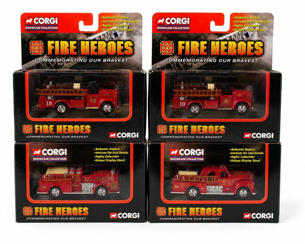 Corgi Fire Heroes Die Cast Fire Trucks 4 Car Lot NIB Chicago Boston SF
